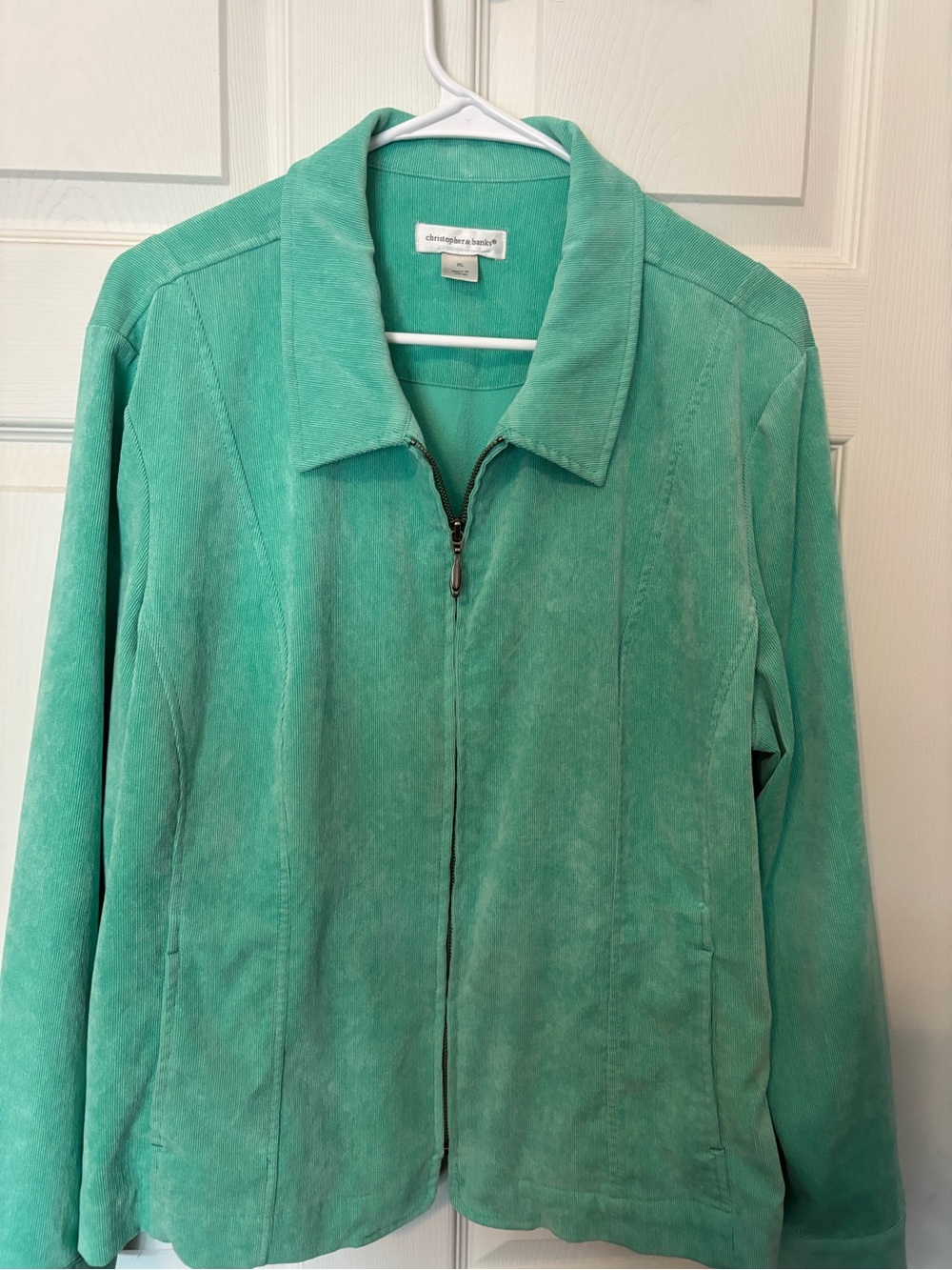 Christopher & Banks Mint Green Zip-Front Suede Jacket